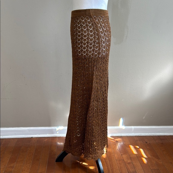 Peruvian Connection 100% Pima Cotton Brown Casual Boho Knit Maxi Skirt Size S - Picture 8 of 12